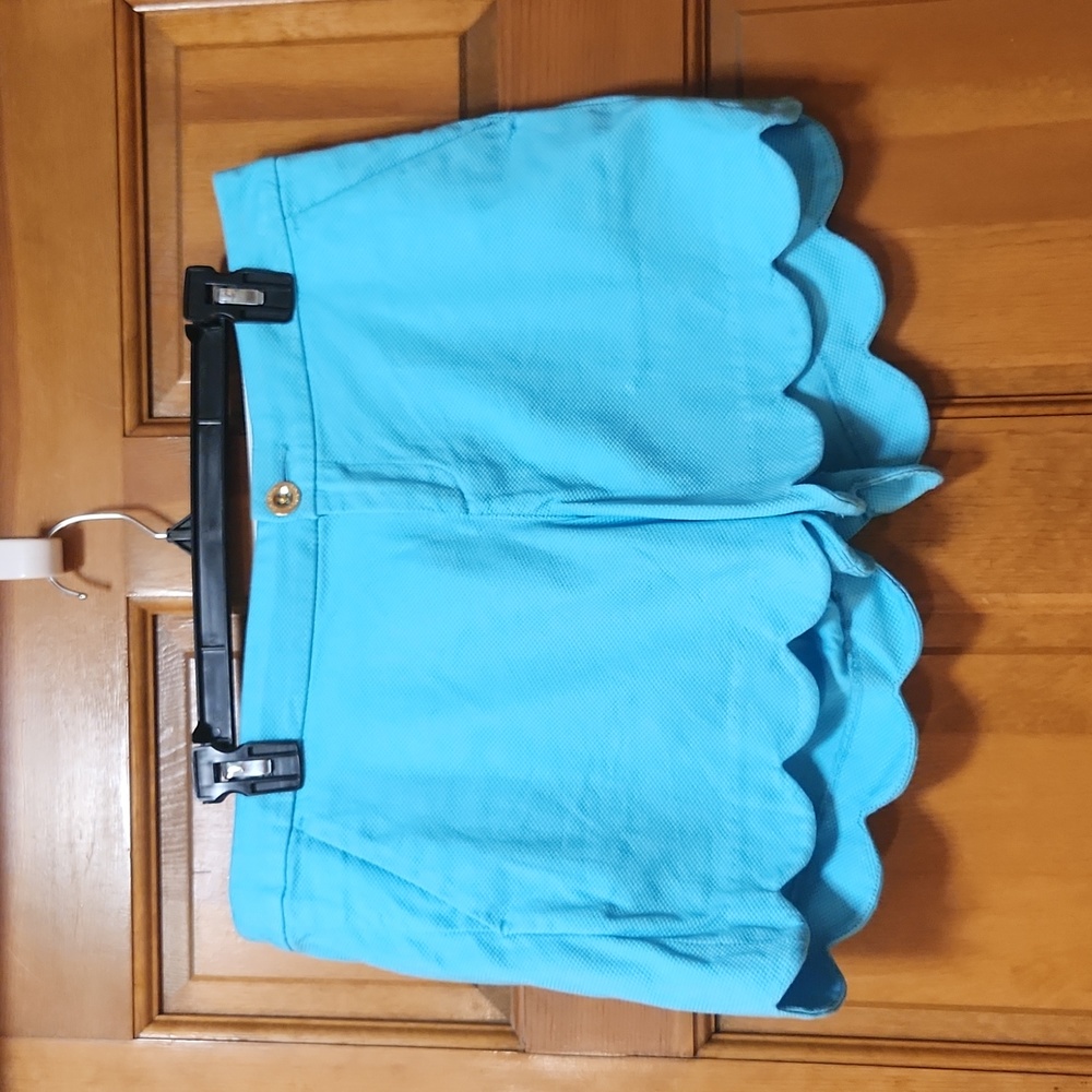 Lilly Pulitzer Women's Size 8 Turquoise Blue Tulip Hem Shorts, GUC